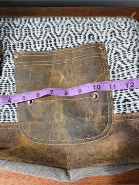 Myra Bag Brown and Cream Textured Tote with Leather Patch Pocket